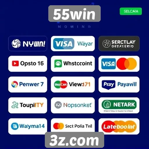 Comparação das opções de pagamento no site 55win